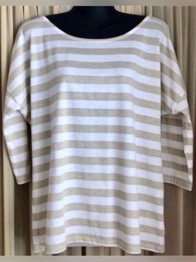 Attention Large White/Gold 3/4 Sleeve Blouse(NWOT)